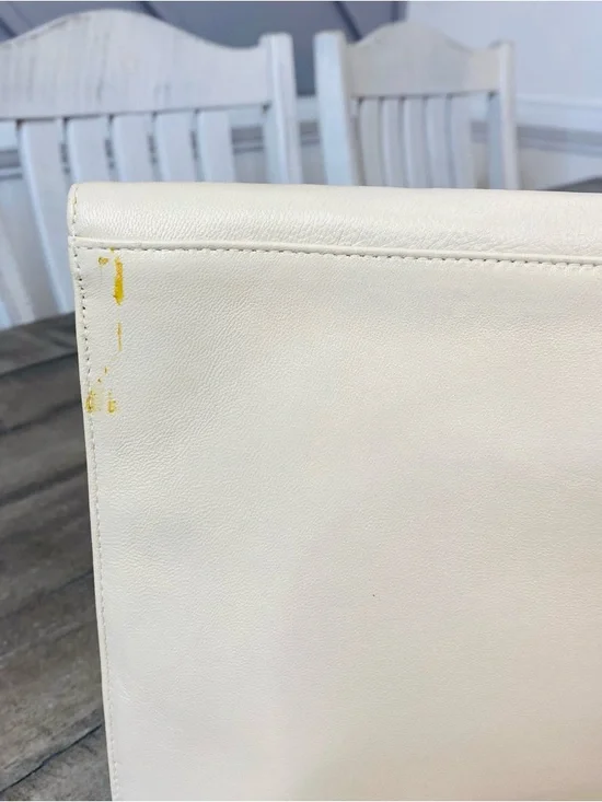 Halston Heritage Leather Envelope Clutch Large Cream Color - Picture 5 of 8